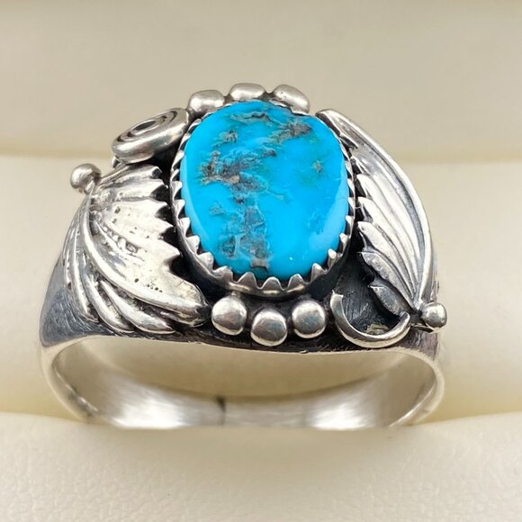 Richard Begay (RB) Navajo Sterling Silver Turquoise Ring Size 11.75 - 11.2 grams - Picture 1 of 15